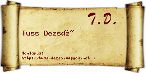 Tuss Dezső névjegykártya
